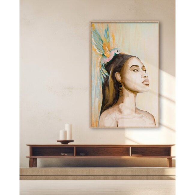 Wandkraft Woman and Hummingbird