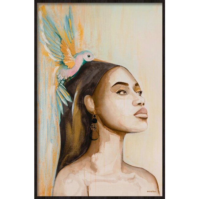 Wandkraft Woman and Hummingbird