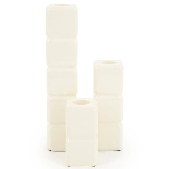 By Boo Set van 3 kandelaren Cube - beige