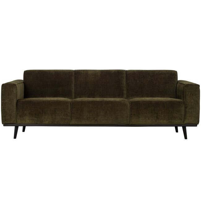 Woood Statement 3-zits bank 230 cm brede platte rib warm groen