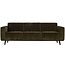 Woood Statement 3-zits bank 230 cm brede platte rib warm groen