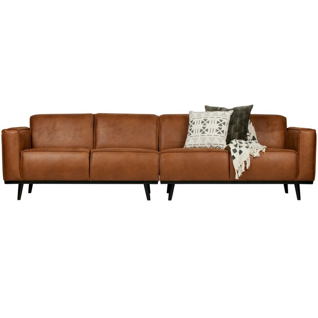 Woood Statement 4-zits bank 280 cm lederlook cognac