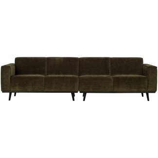 Woood Statement 4-zits bank 280 cm platte brede rib warm groen