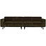 Woood Statement 4-zits bank 280 cm platte brede rib warm groen