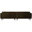 Woood Statement 4-zits bank 280 cm platte brede rib warm groen