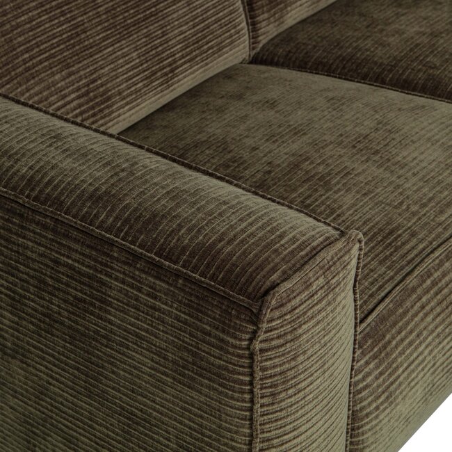 Woood Statement 4-zits bank 280 cm platte brede rib warm groen