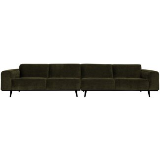 Woood Statement xl 4-zits bank 372 cm platte brede rib warm groen