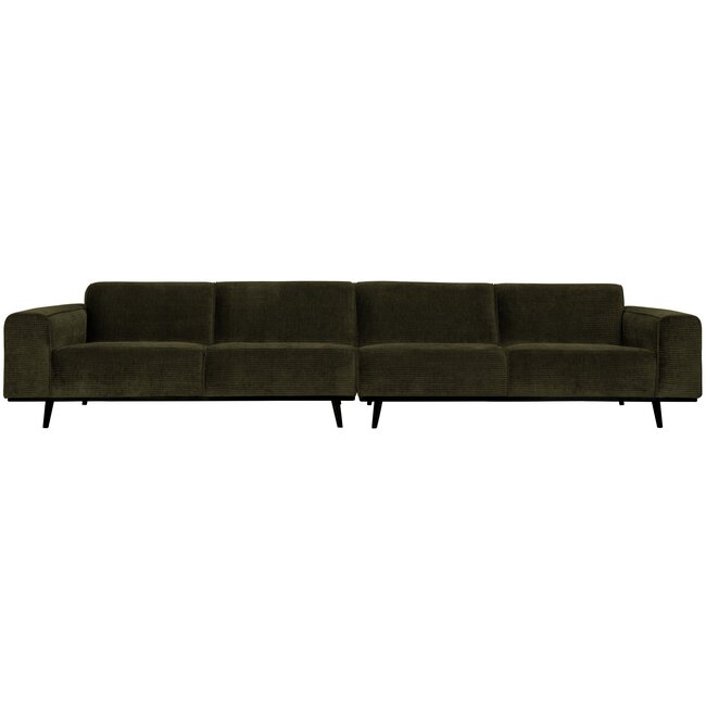 Woood Statement xl 4-zits bank 372 cm platte brede rib warm groen