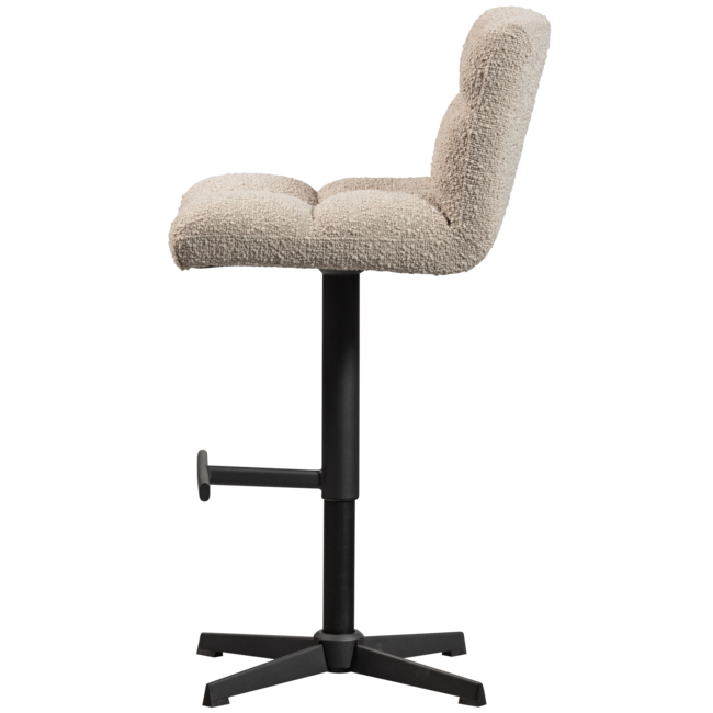 Woood Vinny draaibare barstoel bouclé zand