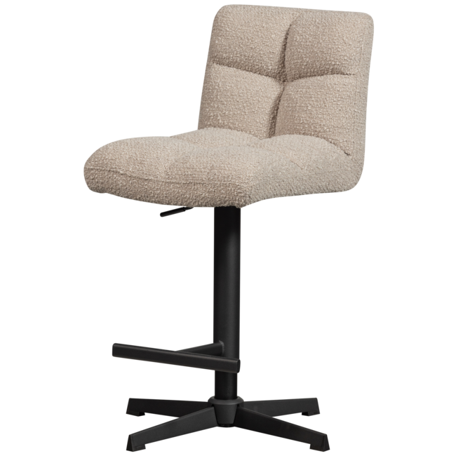 Woood Vinny draaibare barstoel bouclé zand