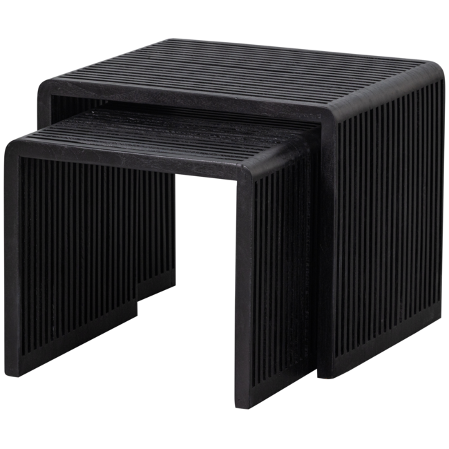 Woood Set van 2 - willa bijzettafels recycled teak zwart