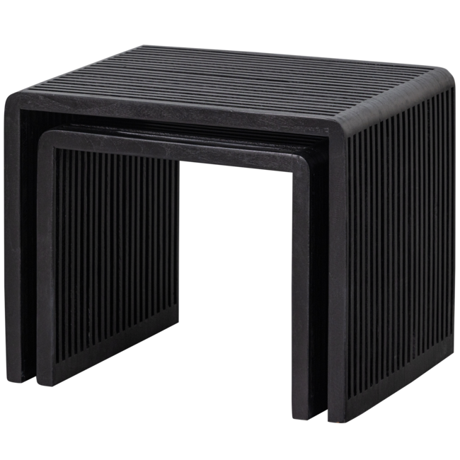 Woood Set van 2 - willa bijzettafels recycled teak zwart