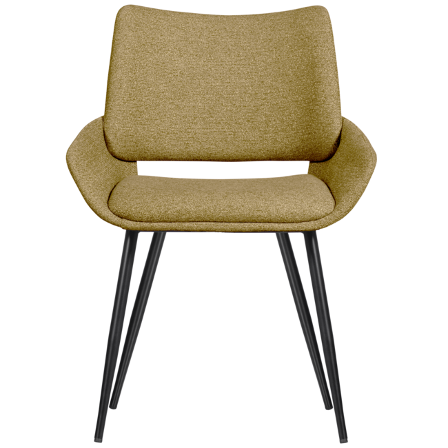 Woood Parade eetkamerstoel melange stof mosterd