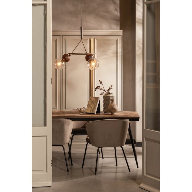 Woood Admit eetkamerstoel fluweel khaki