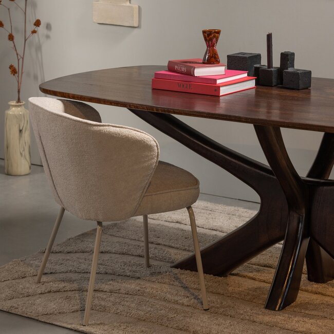 Woood Admit eetkamerstoel wollig geweven pebble