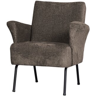 Woood Muse fauteuil grof geweven stof grijs/bruin