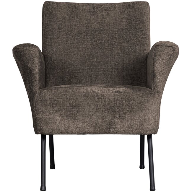 Woood Muse fauteuil grof geweven stof grijs/bruin