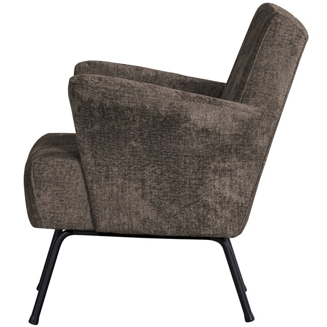 Woood Muse fauteuil grof geweven stof grijs/bruin