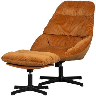 Woood Yaro draaibare fauteuil met hocker ginger