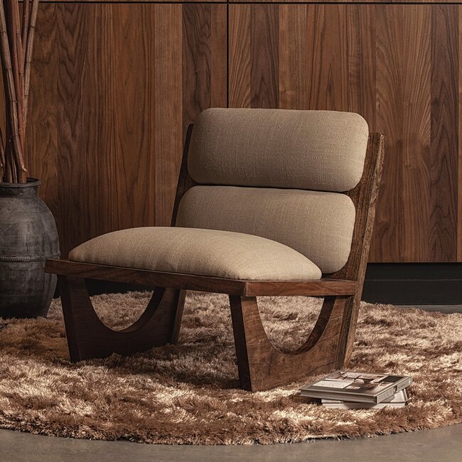 BePureHome Opulent fauteuil bouclé/hout naturel