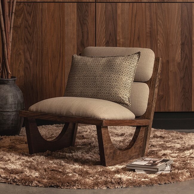 Woood Opulent fauteuil bouclé/hout naturel