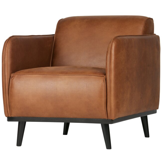 Woood Statement fauteuil met arm lederlook cognac