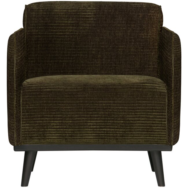 Woood Statement fauteuil met arm brede platte rib warm groen