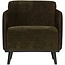 Woood Statement fauteuil met arm brede platte rib warm groen