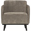 Woood Statement fauteuil met arm brede platte rib clay