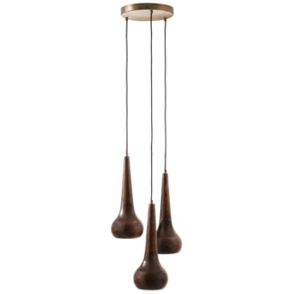 BePureHome Hanglamp tumble hout walnoot met 3 lampen