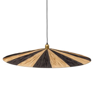 Woood Loic hanglamp streep zwart/naturel ø95cm