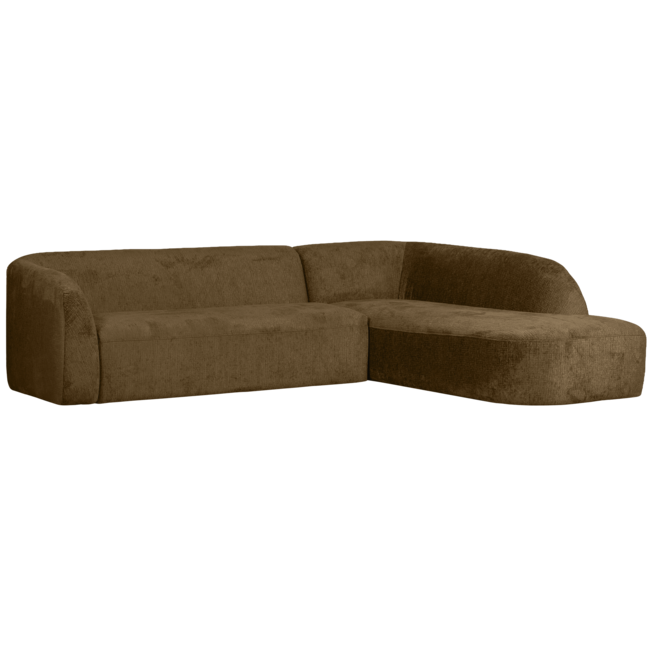 Woood Sloping hoekbank rechts structure velvet brass