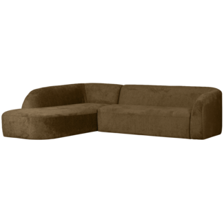 Woood Sloping hoekbank links structure velvet brass Woood Sloping hoekbank links structure velvet brass