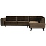 Woood Statement hoekbank rechts fluweel taupe