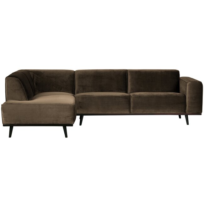 Woood Statement hoekbank links fluweel taupe