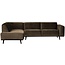 Woood Statement hoekbank links fluweel taupe