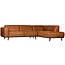 Woood Statement hoekbank rechts lederlook cognac