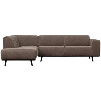 Woood Statement hoekbank links platte brede rib taupe