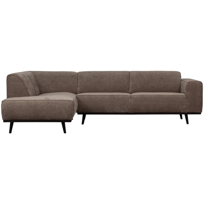 Woood Statement hoekbank links platte brede rib taupe