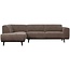 Woood Statement hoekbank links platte brede rib taupe