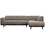Woood Statement hoekbank rechts platte brede rib clay