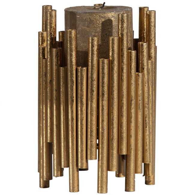 Woood Uneven waxinehouder metaal antique brass 18cm