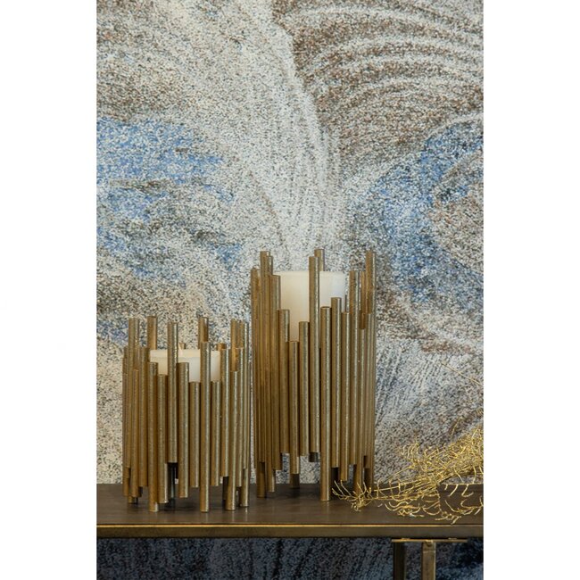 Woood Uneven waxinehouder metaal antique brass 24cm