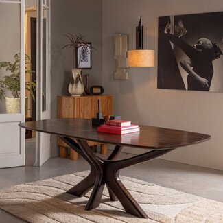 BePureHome Bridge eettafel met kruispoot mango hout walnoot 100x220cm