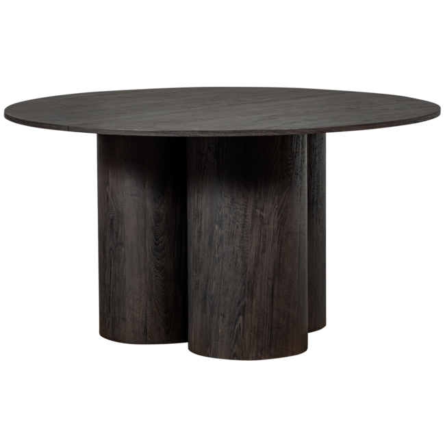 Woood Oona eettafel rond met 3-poot mdf donkerbruin ø140cm