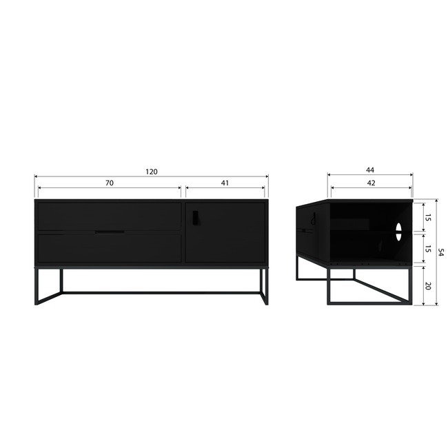 Woood Silas tv meubel 120cm essen blacknight [fsc]