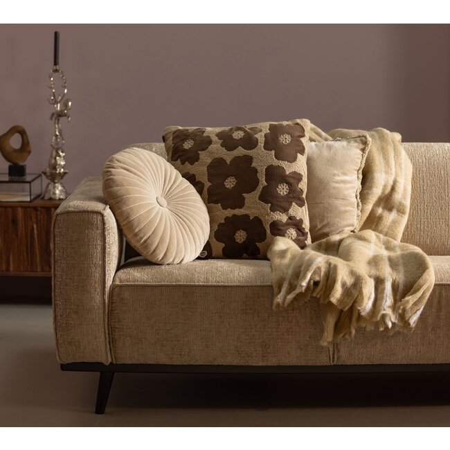 Woood Statement 3-zits bank 230 cm structure velvet wheatfield