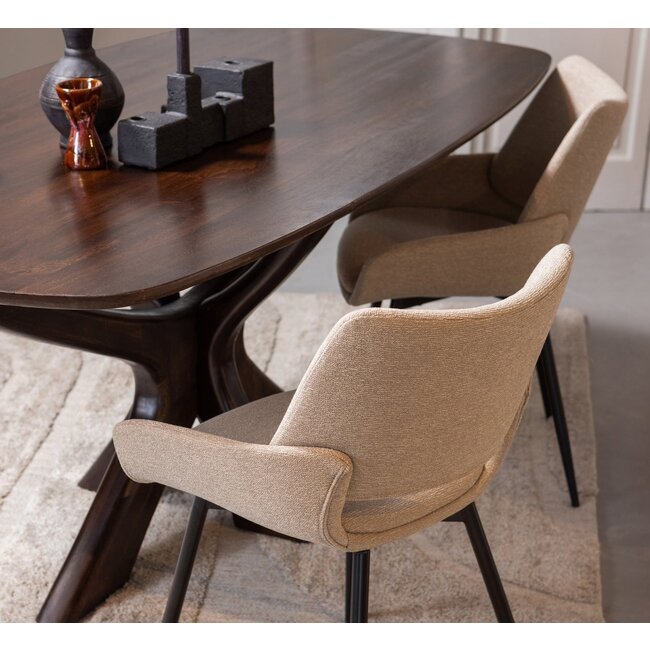 Woood Parade eetkamerstoel melange stof zand