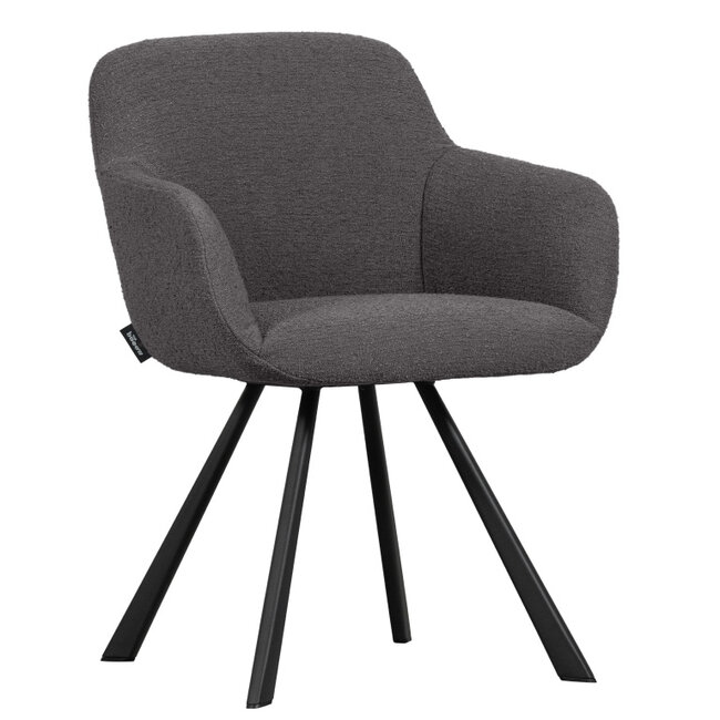 Woood Juno eetkamerstoel bouclé midden grijs showroommodel