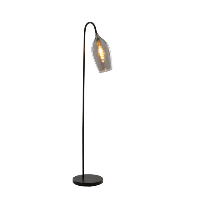 Light & Living Vloerlamp 67x30,5x160 cm LUKARO glas  smoke+mat zwart